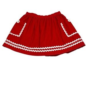 MINI BODEN - 4/5 YEAR OLD - CHERRY RED SKIRT WITH WHITE RICK-RACK TRIM - LINED